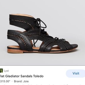 Joie Toledo Lace-Up Gladiator Sandal - Black - Sz 6